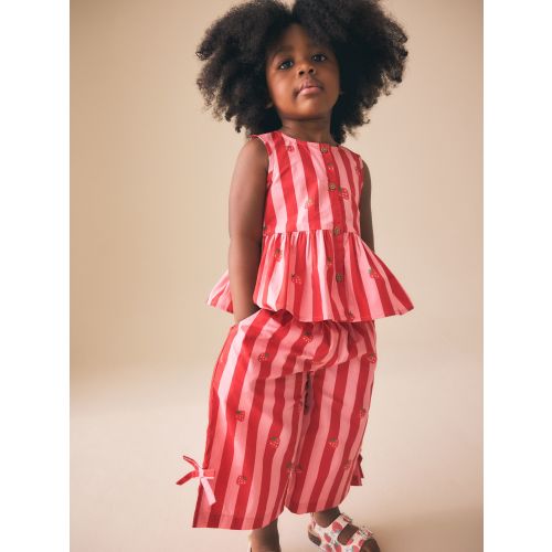 Red/Pink Stripe Blouse And Trousers Co-ord Set (3mths-8yrs)