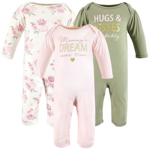 Hudson Baby Infant Girls Cotton Coveralls, Mom Dad Floral
