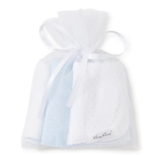 Blue Dot 3 Pack Burp Set w/ Tulle Bag