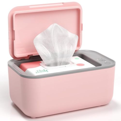 Chefhandy Baby Wipe Warmer, 3 Temperature Settings, Large Capacity, Pink | Surround heating delivers quiet, even warmth for baby wipes and most adult-size wipes during diaper changes.