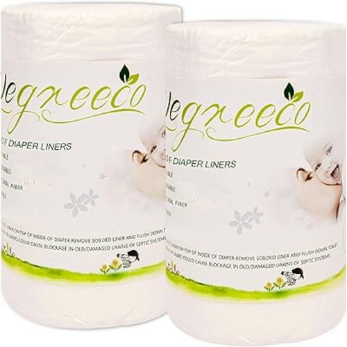 wegreeco Unscented Diaper Liners - Fragance Free and Chlorine Free Cloth Diaper Liners - 100 Sheets Per Roll (2 Roll)