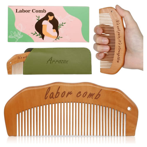 Arrozon Birth Comb for Women Labor, Wooden Labor comb Natural Labor and Delivery Essentials, Birthing Combs Hospital Bag Must Haves for Pregnant Women, Wood Comb Labor Gifts for Moms