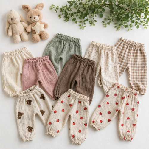 Organic Cotton Muslin Baby Pants, Soft Unisex Bloomers, Boho Toddler Trousers, Gauze Kids Clothing