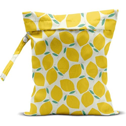 Wet Bag, Wet Dry Bag, Wet Bag for Swimsuit, Travel, Beach, Pool, Diapers, Dirty Yoga Gym Clothes, Toiletries, Makeup Bag, Snack Bag, Waterproof Reusable Fruit Peach Avocado Lemon