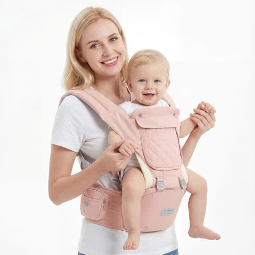 Baby Carrier Newborn to Toddler, 6-in-1 Baby Carrier | Hip Seat Lumbar Support 7-41 lbs, Baby Soft Carrier for All Seasons & Positions, Adjustable Size for Shopping