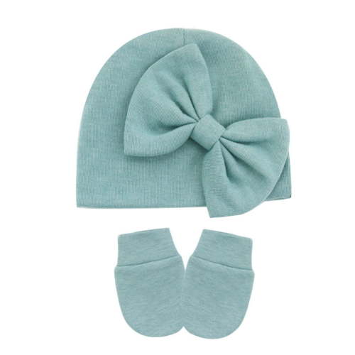 JAHH Kids Bucket Hat Hat and Gloves Set Soft Hats for Girls Knit Baby Hat with Bow No Scratch Mittens for Children Fashion Casual Solid Baseball Hats(A,L)
