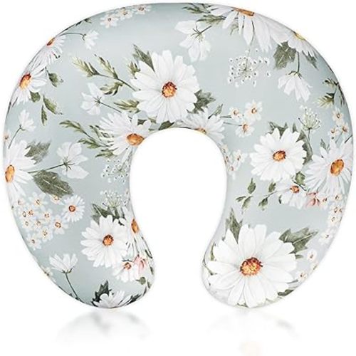 Pea Pod Nursing Pillow Cover Breastfeeding Pillow Slipcover for Moms Soft Breathable Organic Knit Fabric Newborn Infant Feeding Pillow Covers for Baby Girl Boy, Daisy