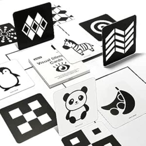 beiens High Contrast Baby Flashcards, Black White Color Newborn Brain Development Toys, Visual Stimulation Learning Activity Cards, Educational Infants Gift (Black & White(for 0-3 Months))