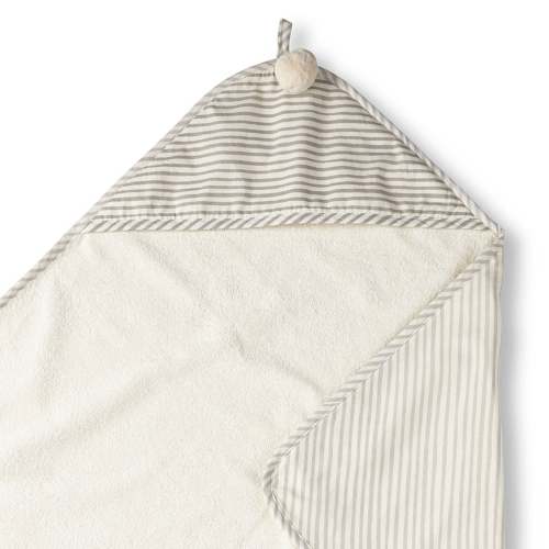 Striped Hooded Towel - Stripes Away Pebble Grey – Pehr