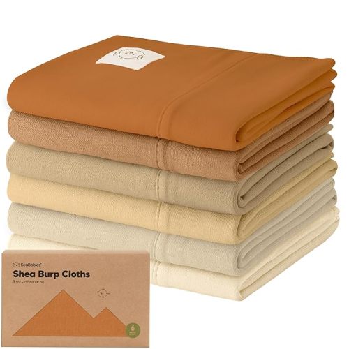 Organic Burp Cloths Baby Boy, Girl - 6-Pack Large 100% Cotton Burping Cloths for Babies, Spit Up Rags, Super Absorbent, Ultra Soft Newborn Rag, Gender Neutral, Machine Washable, Durable (Terracotta)
