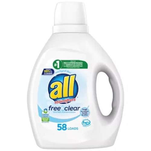 all Liquid Laundry Detergent, Free Clear for Sensitive Skin, 88 Fluid Ounces, 58 Loads