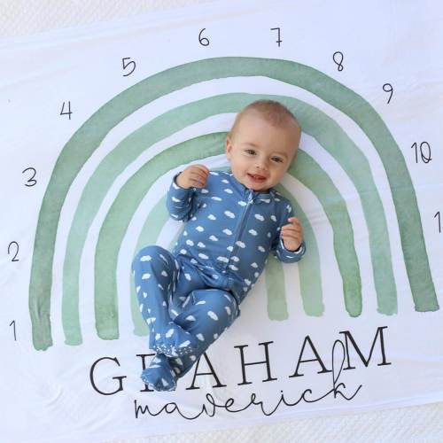 Rainbow Personalized Milestone Calendar | Greens
