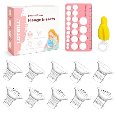 Flange Insert 13/15/17/19/21mm 10PCS Compatible with Momcozy S12 Pro/S9 Pro/S12/S9/Medela/Spectra etc Electric Breast Pump 24mm Flange/Shield, Reduce 24mm Tunnel Down to Correct Size