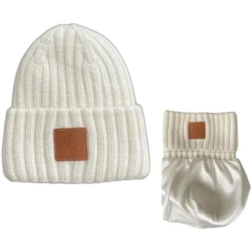 Aarin & Co. Silky Satin Lined Knit Beanie Hats for Baby Boys and Girls Newborn and Toddler Hair Protection Made with Cashmere