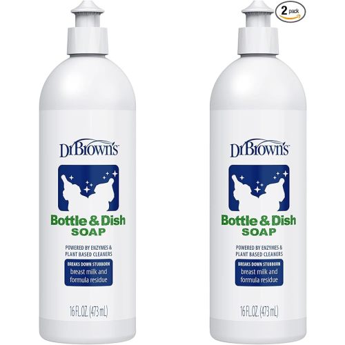 Dr. Brown's Bottle & Dish Soap for Baby Bottles and Baby Accessories, Plant-Derived, Fragrance-Free, 16 fl oz, 2 Pack