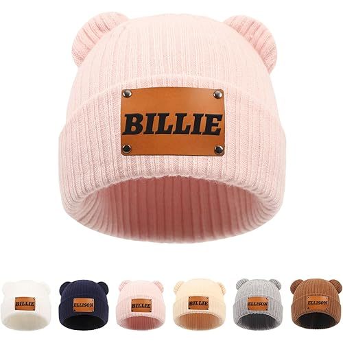 Personalized Name Newborn Beanie Hat, Custom Warm Newborn Hats, Personalized Winter Knit Hats for Infant Baby