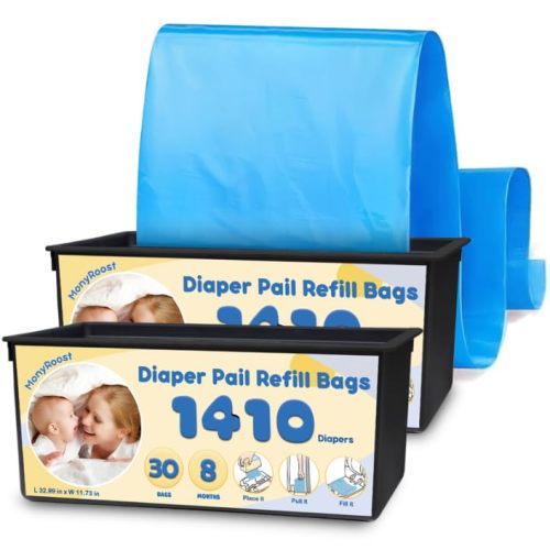 Diaper Pail Refills Bags Compatible with Genie Easy Roll Signature & Platinum Diaper Pails | Holds Up to 1410 Newborn Diapers Per Refill — Unscented, Odor Locking, 2Pack(60 Bags)