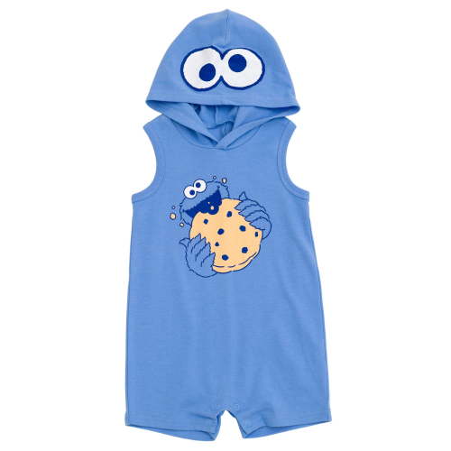 Sesame Street Cookie Monster Hooded Cosplay Romper Newborn to Little Kid