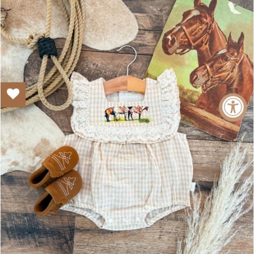 Saddle Up Horses Plaid Romper – theFRINGEDpineapple