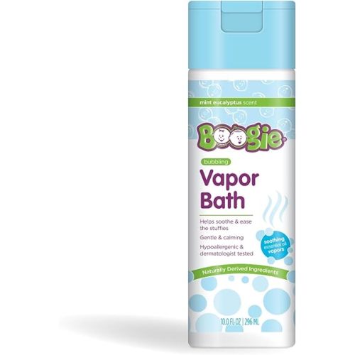 Kids Vapor Bubble Bath by Boogie, Soothing Vapor Bubble Bath, Made with Plant and Oat Extracts, Natural Essential Oils, Mint Eucalyptus 10oz Pack of 1