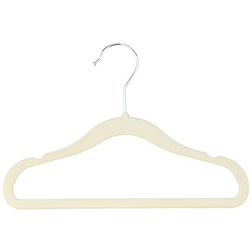 Amazon Basics Kids Velvet, Non-Slip Clothes Hangers, Beige - Pack of 50