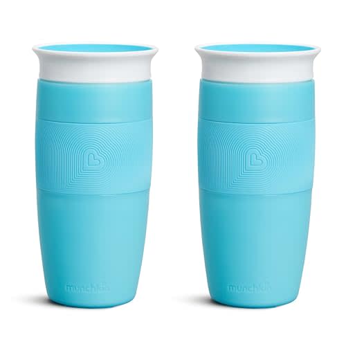 Munchkin Miracle 360 Sippy Cup, 14 Ounce, Spill Proof | Toddler | Blue | Pack of 2