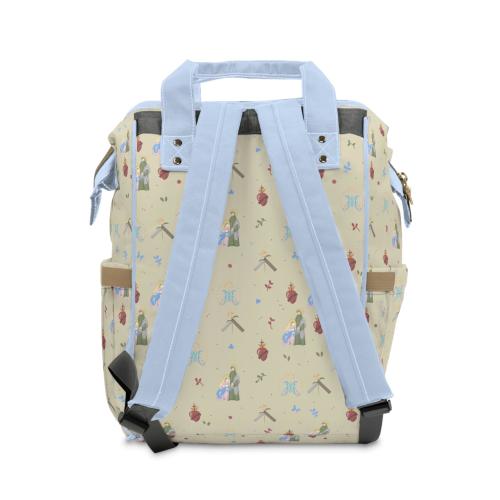 Holy Family Patterned Diaper Backpack with Sacred Heart, Carpenter's Square, and Auspice M, Gift for Catholic Mothers, Baptism, Baby Shower