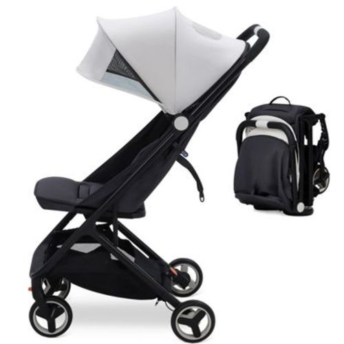 Lightweight Travel Stroller - Compact One-Hand Fold, Airplane-Friendly, Reclining Seat, Canopy, Smooth Suspension, Travel System Ready
