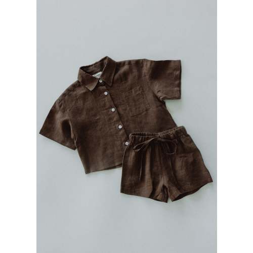 Linen Button Up Set- Brown – Fostered Collection