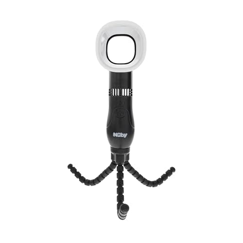 Nuby Bladeless Flexible Tripod 3-Speed Fan | USB-C Rechargeable - 3 LED Light Settings - Black