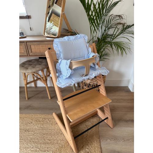 Harbour Blue Stripe Ruffle Cushion For Stokke Tripp Trap