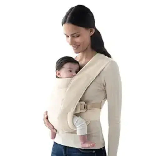 Ergobaby Embrace Baby Carrier Newborn to Toddler - Lightweight Ergonomic Baby Carriers - Cozy Essentials (7-25 Pounds), Ponte Knit, Cream