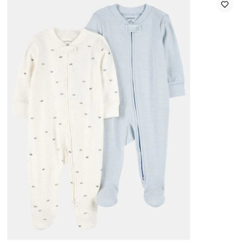 Baby Boy 2-Pack 2-Way Zip Cotton Sleep & Play Pajamas - Blue/White | Carter's
