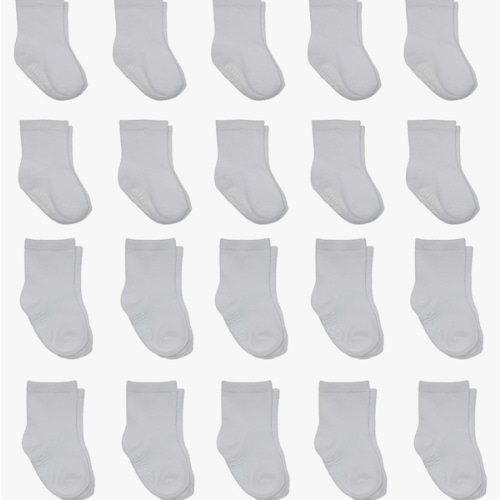 Little Me 20-Pack Newborn Baby Infant & Toddler Unisex Socks, 0-12/12-24 Months, Assorted Size Pack, White
