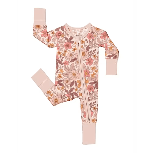 soft bamboo fiber baby bodysuit pink flower print double - Temu