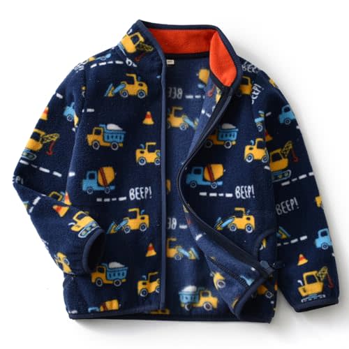 EIGIOO Toddler Boys Girls Fleece Jacket Lightweight Fall Spring 2-12 Years | Soft Anti-Pilling Fleece, Lightweight Fit, Easy Zip-Up, Hand-Warm Pockets, Windproof Stand-Up Collar, Wear Alone or as Layer
