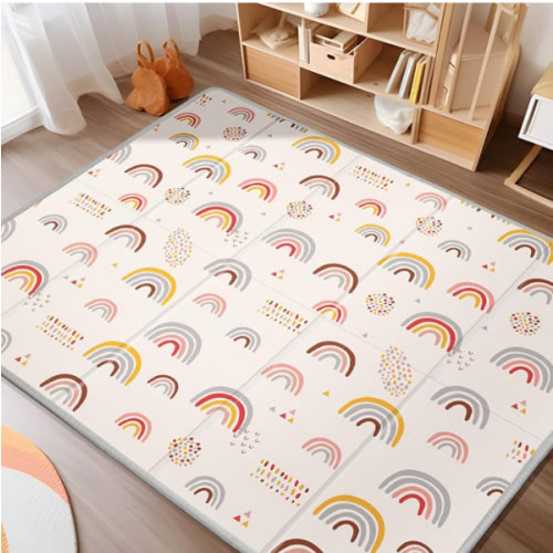 XL Baby Play Mat, 79" X 71" Extra Large Play Mat, Baby Mats for Floor, Waterproof, Anti-Slip Baby Crawling Mat, Soft Foam Mat for Babies and Toddlers, Reversible & Portable Rainbow and Star Pattern