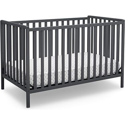 Delta Children Heartland 4-in-1 Convertible Crib - Greenguard Gold Certified, Charcoal Grey