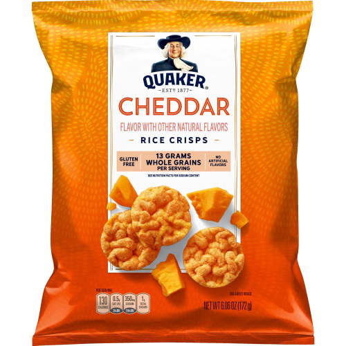 Quaker, Rice Crisps, Cheddar Cheese, Gluten Free, 6.06 oz Bag with Crispy Rice Cakes