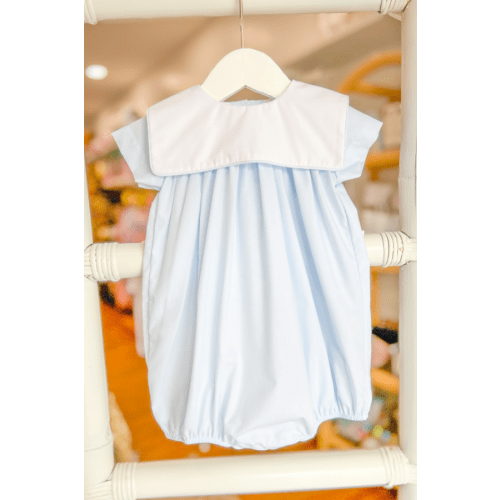 Cece Wells Square Bib Boy Bubble in Light Blue