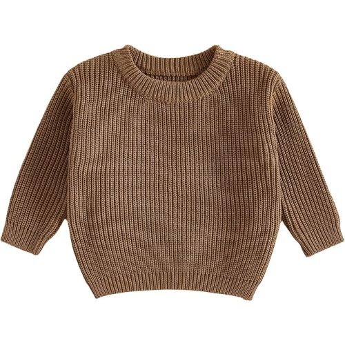6-9 mo fhutpw Baby Boy Girl Pullover Sweater 3 6 12 18 Months Knit Clothes Unisex Toddler 2T 3T 4T Fall Winter Warm Long Sleeve Tops