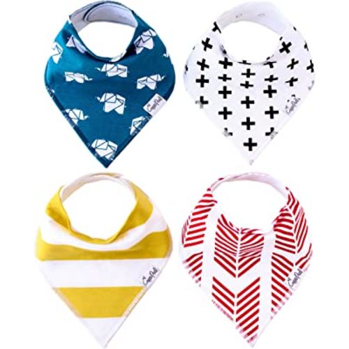 Copper Pearl Baby Bandana Drool Bibs for Drooling and Teething 4 Pack Gift Set Indie, Soft Set of Cloth Bandana Bibs for Any Baby Girl or Boy, Cute Registry Ideas for Baby Shower Gifts
