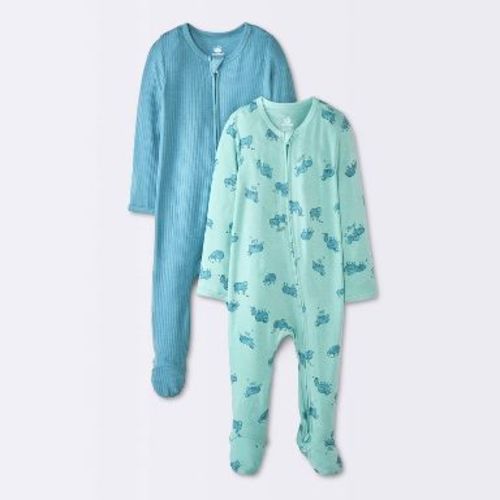 Baby Boys' 2pk So Very Soft Sheep Modal Long Sleeve Sleep N' Play Footed Pajamas - Cloud Island™ Blue 0-3M
