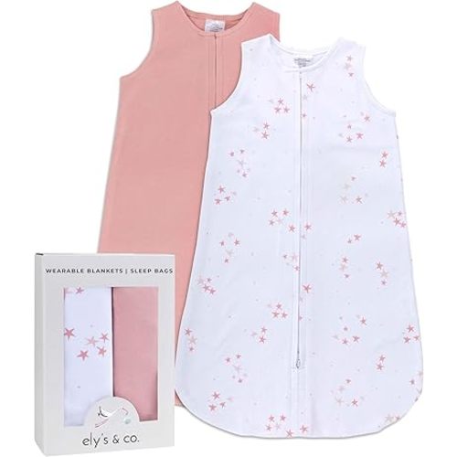 Baby Wearable Blanket - Baby Sleep Sack 100% Interlock Knit Cotton - Sleep Sack 12-18 Months - Comfy Soft Lightweight, 2-Pack Set