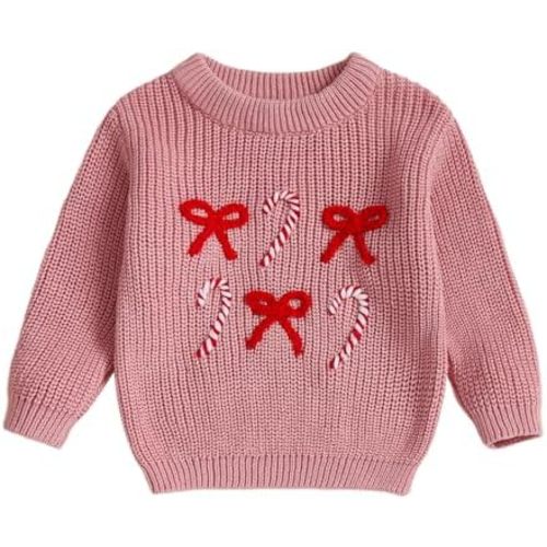 Christmas Baby Girl Boy Sweater Bow Long Sleeve Kids Knit Sweatshirt Toddler Newborn Infant Fall Winter Pullover