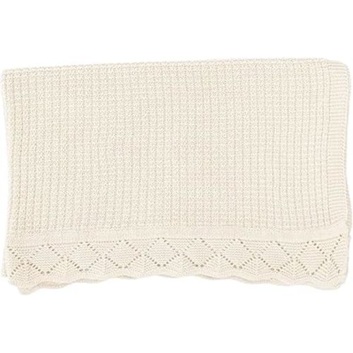 Baby Knit Blanket, 100% Cotton Waffle Patterns, Soft, Cozy, Lightweight Swaddle for Newborn & Infant Swaddling Beige Neutral, Perfect Baby Shower Ideas Cream 30x30