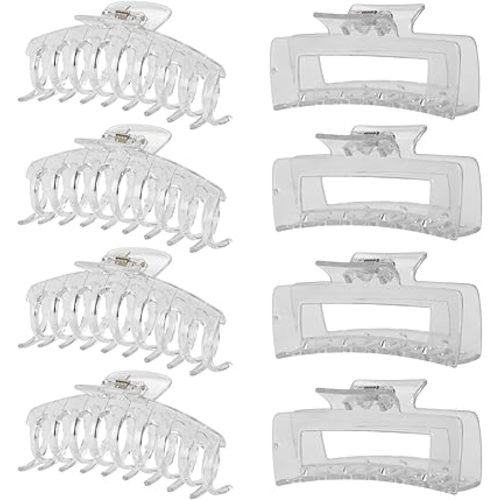 Blue Hair Clips for Women - 8 Pack 4.3 Inch Large Hair Claw Clips for Women Thin Thick Curly Hair, Big Matte Banana Clips,Strong Hold jaw clips