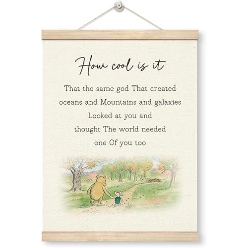 WDSXWH Bible Verse Wall Art, Inspirational Bear Decor, Motivational Home Office Decorations, Christian Poster, Classic Bear Wall Decor for Nursery Classrooms Bedroom Living Rooms