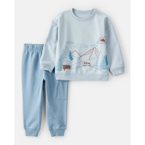 Toddler Boy 2-Piece DayDream Fleece Mountain Pullover & Pant Set - Blue | Carter's