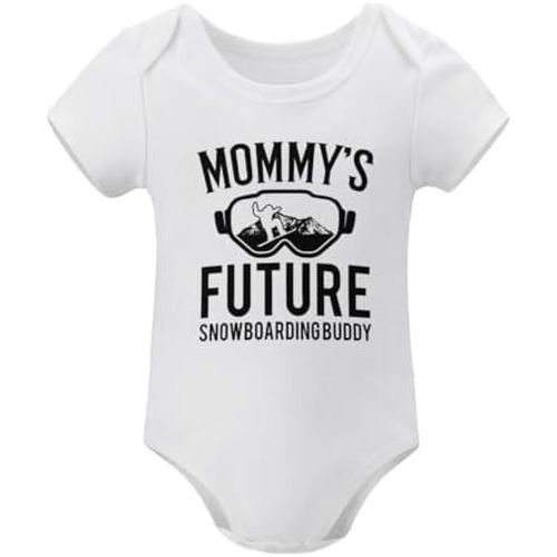 Mommy's Future Snowboarding Buddy Bodysuits for Baby Funny Infant Girl Boy Clothes Newborn Romper Short Sleeve